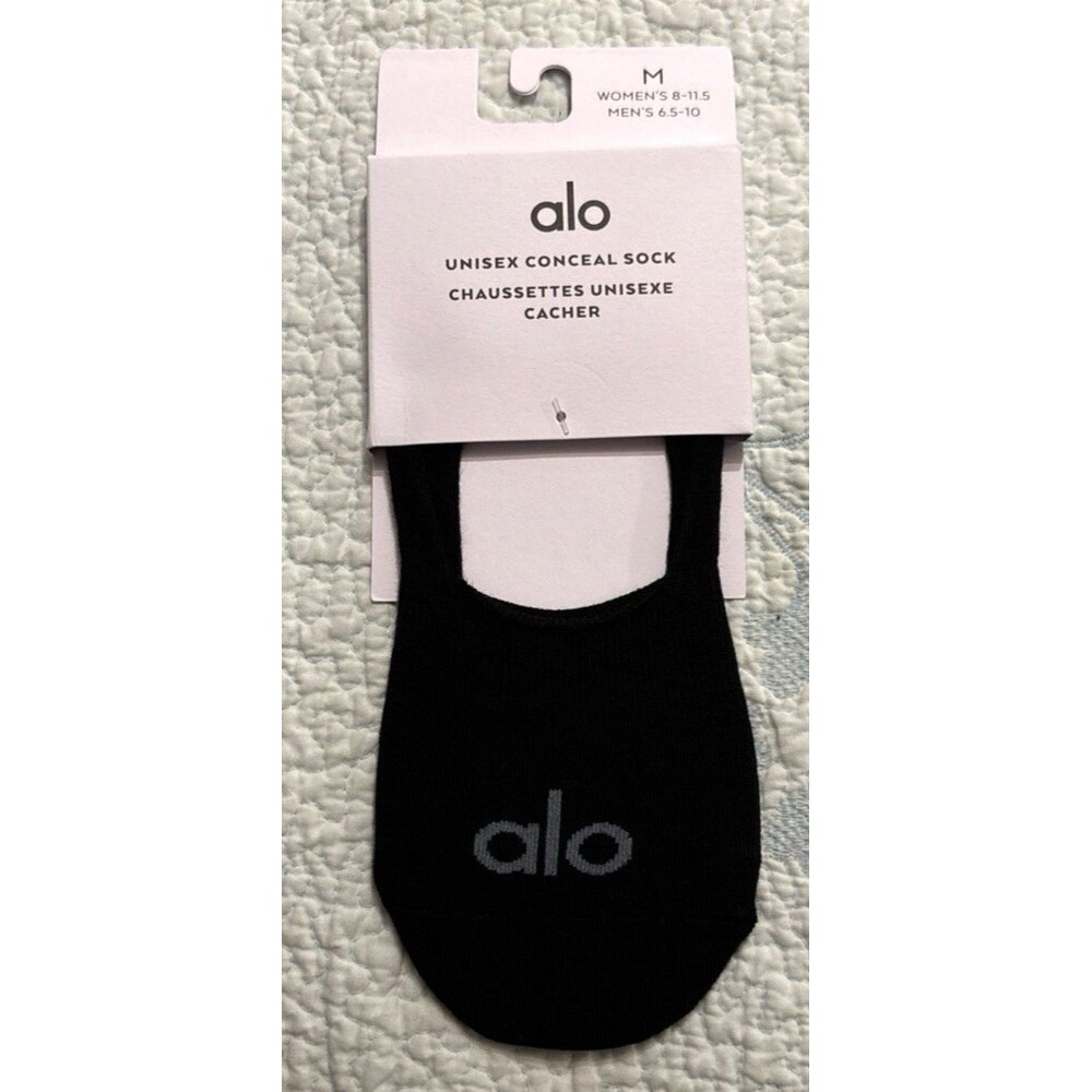 Alo Yoga Black Unisex Conceal Sock Size Medium NWT